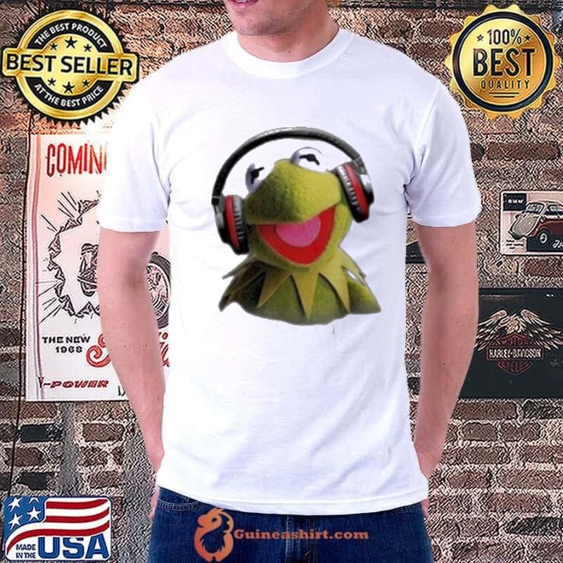 Nice disney Muppet Babies Kermit Headphones Shirt