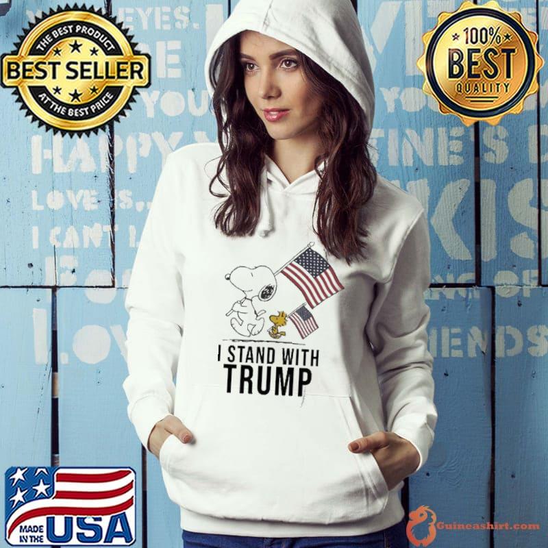 Original snoopy I Stand With Trump American Flag Shirt Hoodie