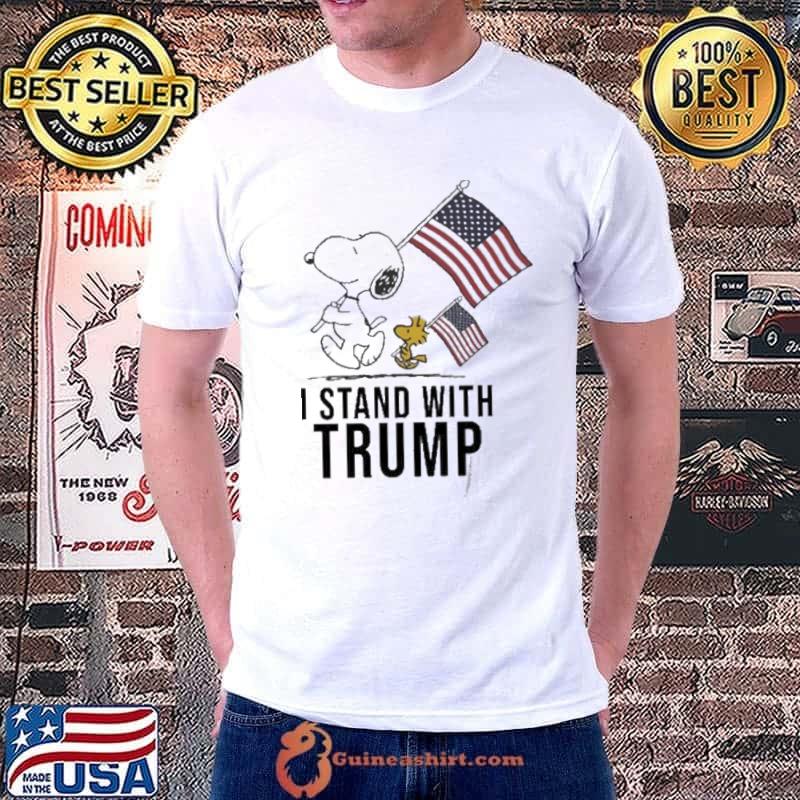Original snoopy I Stand With Trump American Flag Shirt