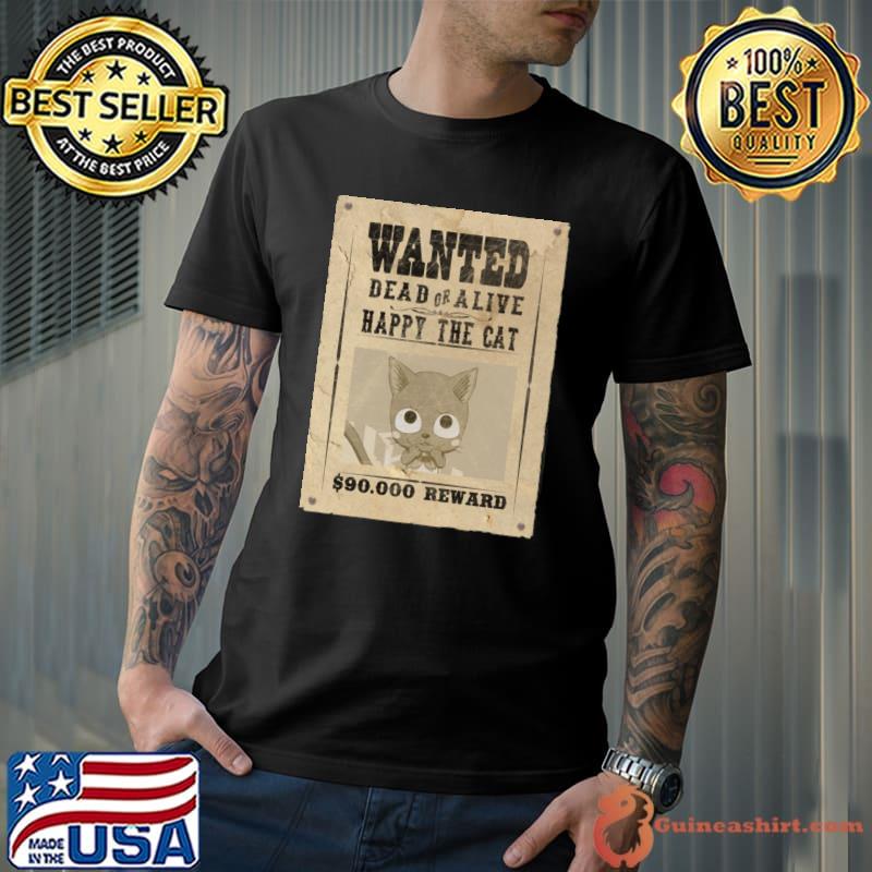 Original wanted Dead Or Alive Happy The Cat Happy Fairy Tail Retro Japanese T-Shirt Unisex