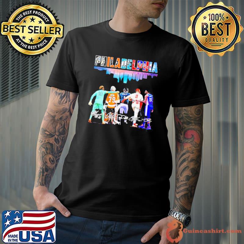 Philadelphia team sports player name signatures shirt