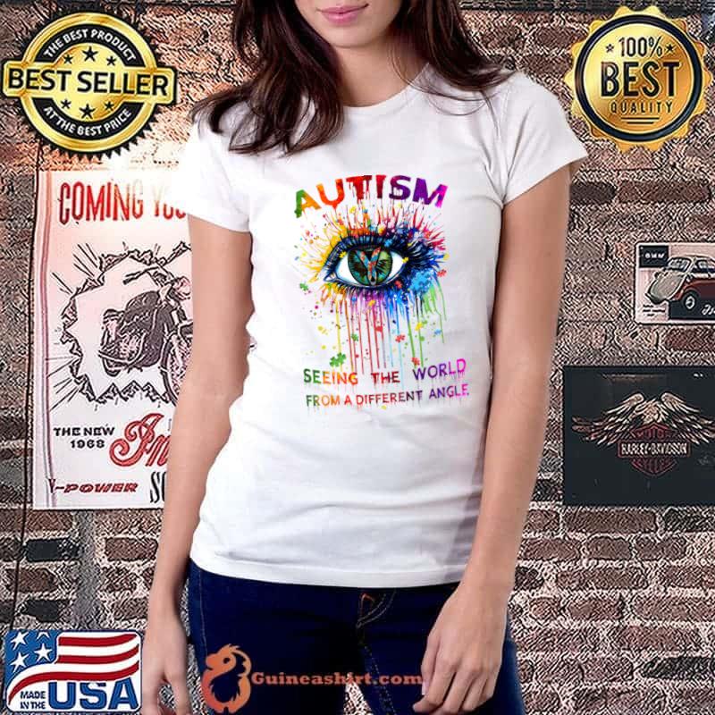 Premium autism Seeing The World From A Different Angle Eye Watercolor T-Shirt Ladiestee