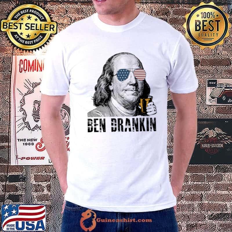 Premium ben Dranking Let's celebrate the joy of the 4th of July sunglasses amercan flag T-Shirt