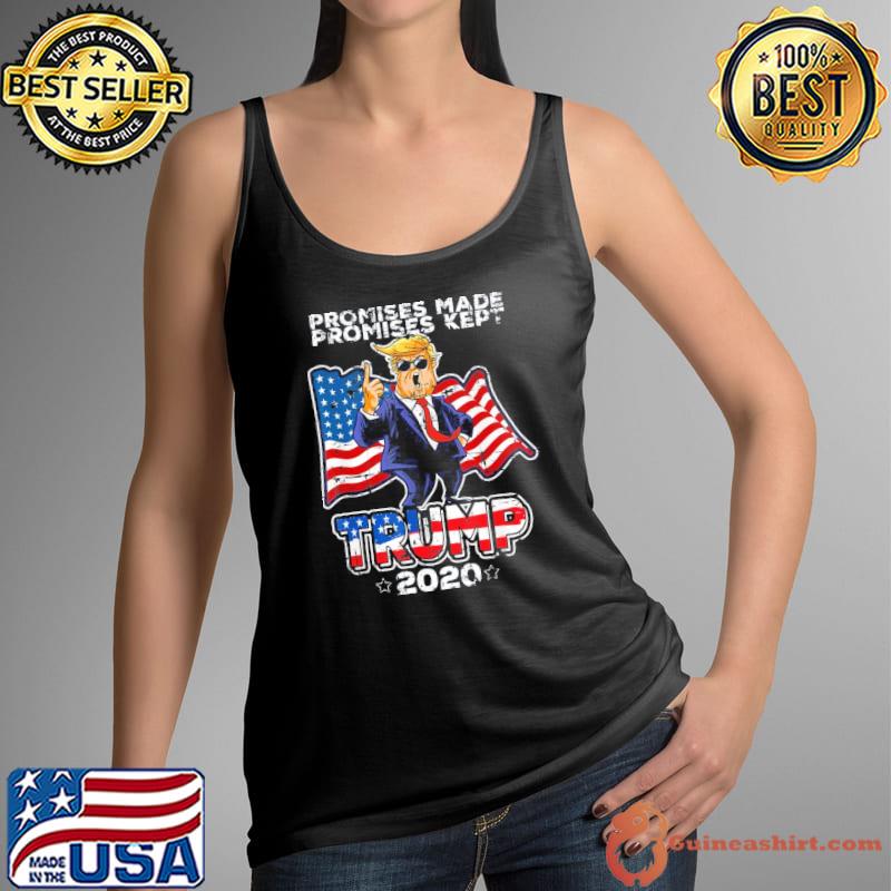 Promises Made Promises Kept Re-elect Trump Vintage USA Flag s Tank Top