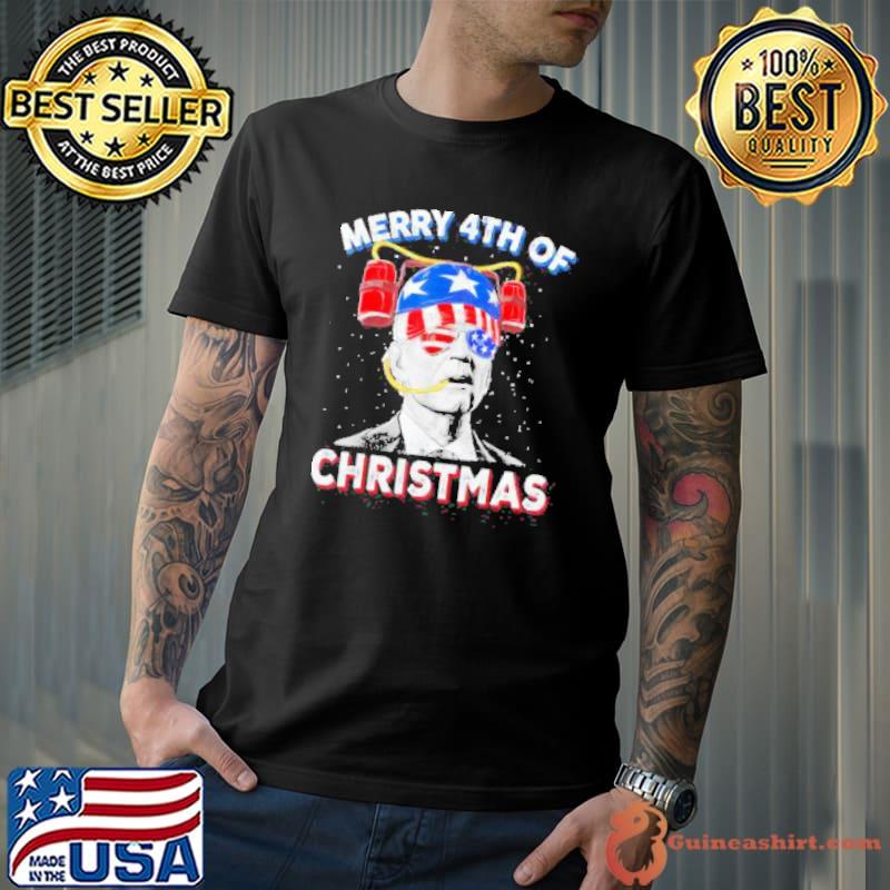 Top 2023 Merry 4th Of Christmas Funny Joe Biden Confused 4th Of July Shirt Unisex