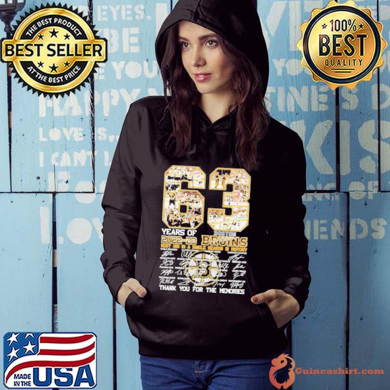 Top 63 years 2022 2023 Boston bruins thank you for the memories signature s Hoodie