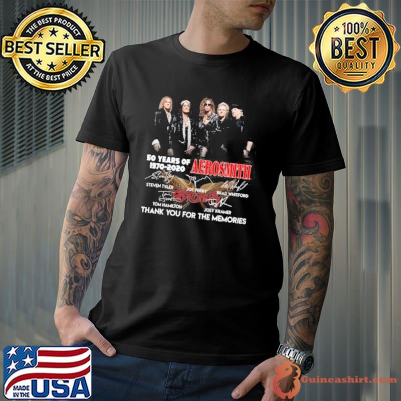 50 years of 1970 2020 Aerosmith thank you for the memories signature shirt