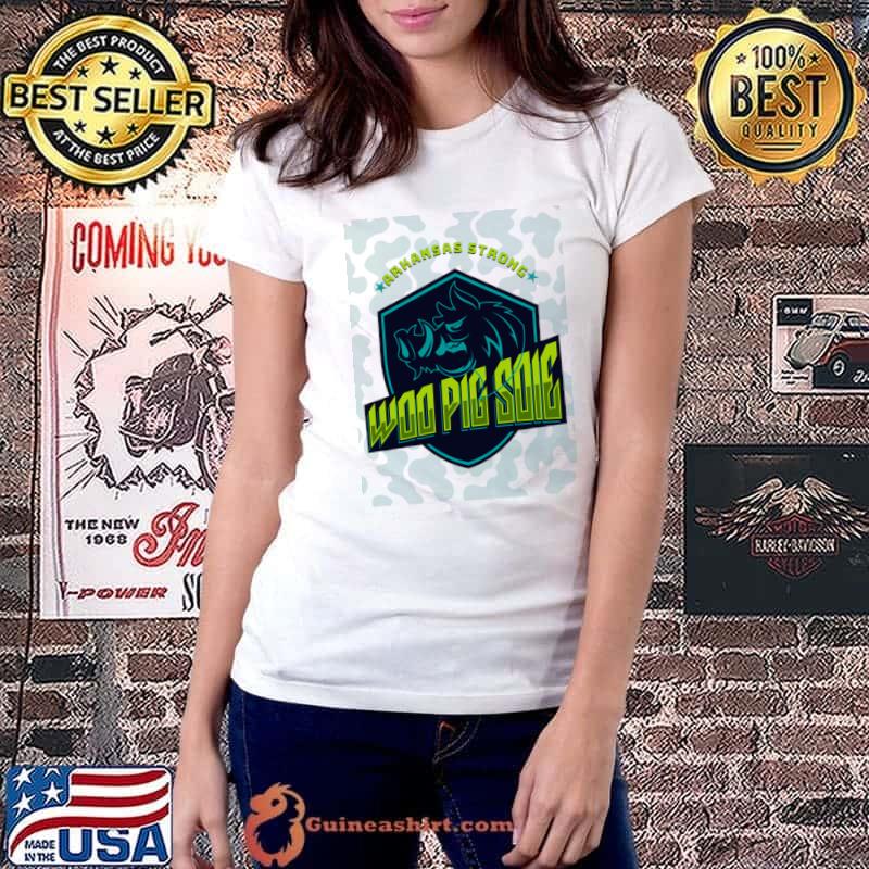 Arkansas Strong Woo Pig Sooie Neon T-Shirt Ladiestee
