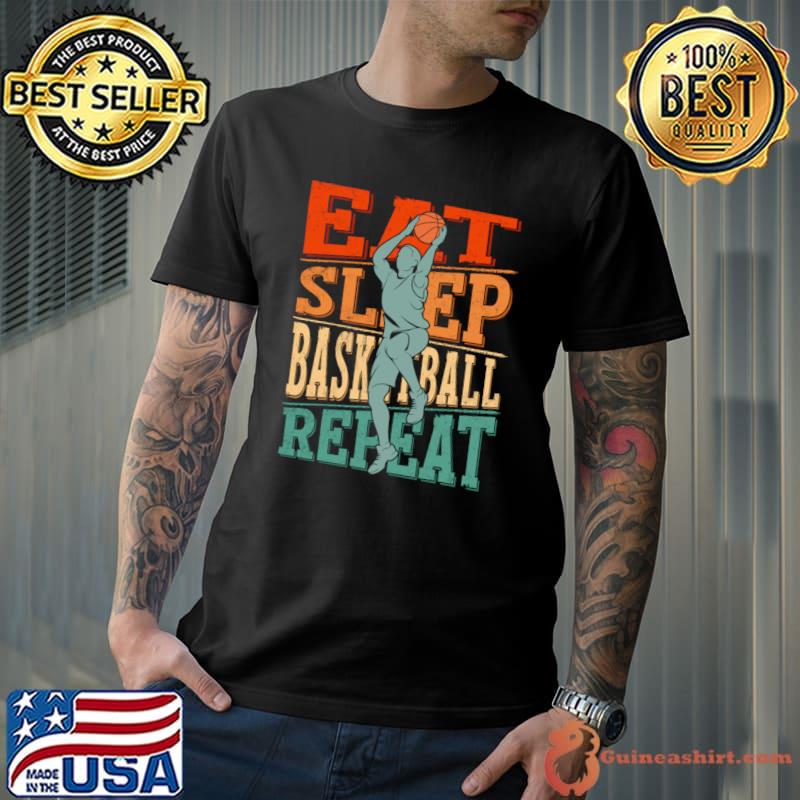 Basketball Eat Sleep Basketball Repeat Basketball Player Retro T-Shirt