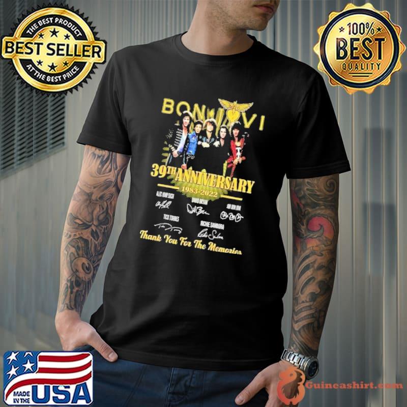 Bon jovi 39th anniversary 1983 2022 thank you for the memories signature shirt