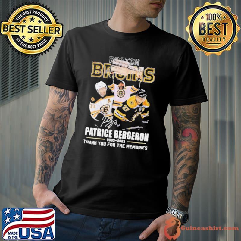 Boston Bruins Patrice Bergeron 2003 2023 thank you for the memories signature shirt