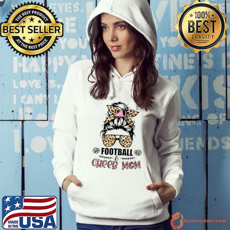 Messy Bun Girl Leopard Football Mom shirt, hoodie, sweater, long