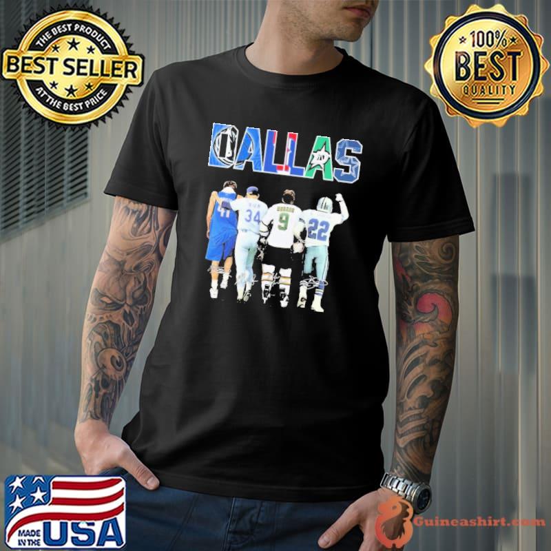 Dallas Sports Team Dirk Nowitzki, Ryan, Modano And E. Smith Signatures Shirt