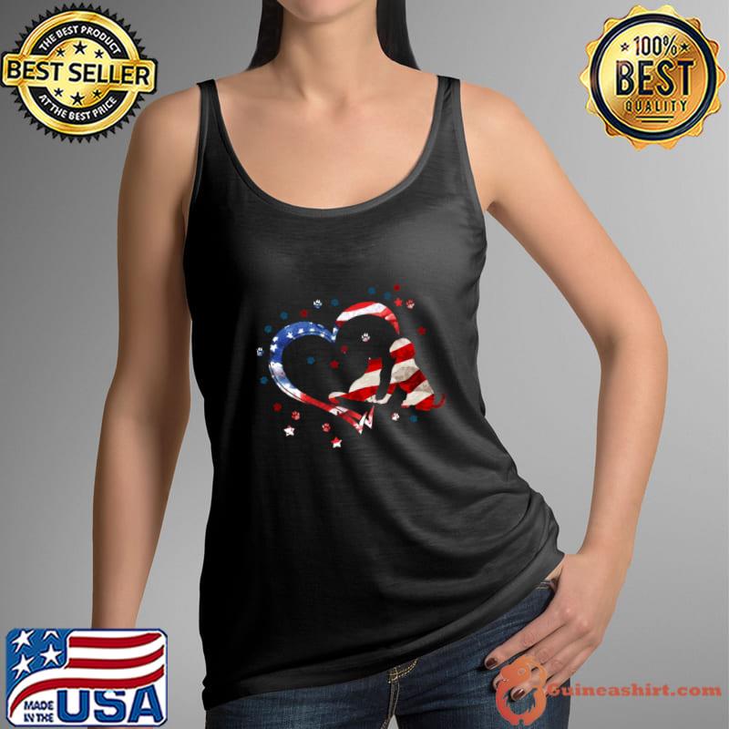 Dog Puppy and Baby Cat Heart American Flag Animal Dog & Cat Heart T-Shirt Tank Top