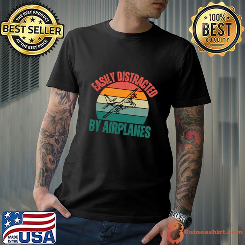 Easily Distracted By Airplanes Airplane lover pilot Vintage T-Shirt Unisex