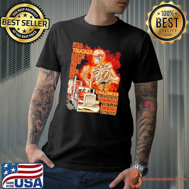 I'm a trucker admit that my level of craziness skull truck shirt