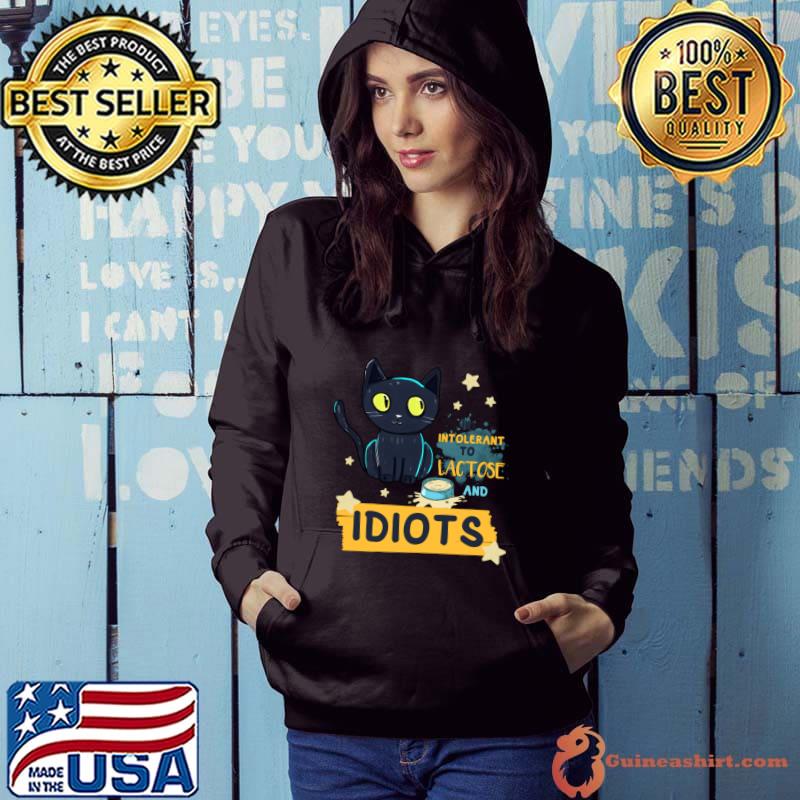 I'm Intolerant to Lactose and Idiots Black Cat T-Shirt