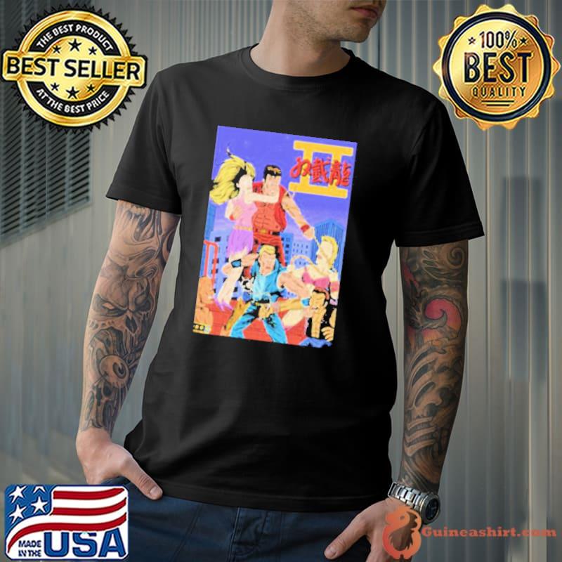 Japanese design double dragon ii shirt