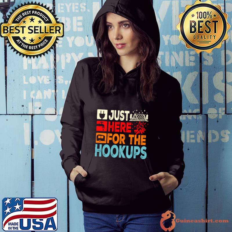 Just here for the Hookups Camping Retro Team T-Shirt - Guineashirt Premium  ™ LLC