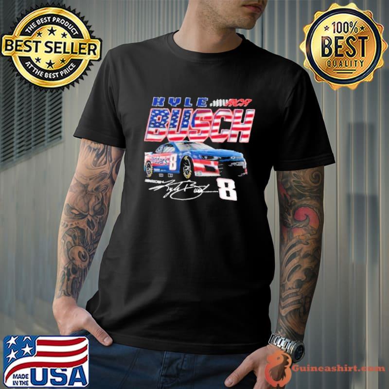 Kyle busch signature car 8 usa flag nascar shirt