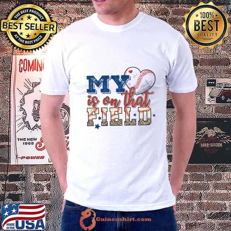 My heart is on that field baseball mom vintage leopard T-Shirt