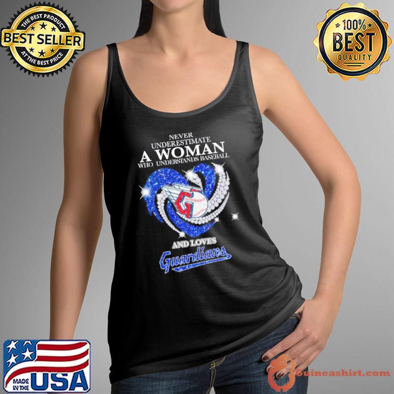 Never underestimate a woman baseball and loves Guardiars heart daimond s Tank Top