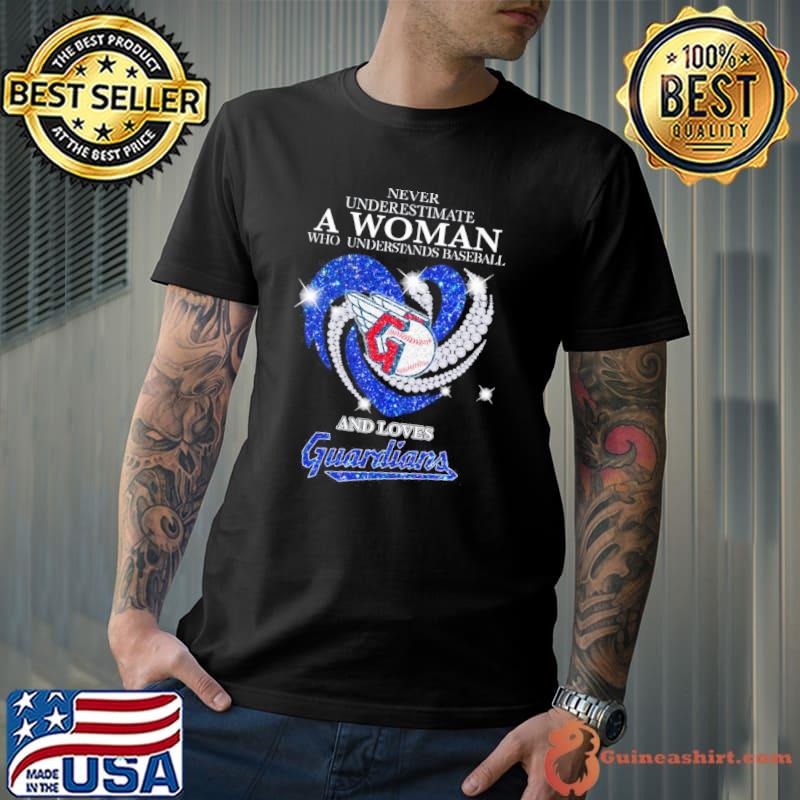 Never underestimate a woman baseball and loves Guardiars heart daimond shirt
