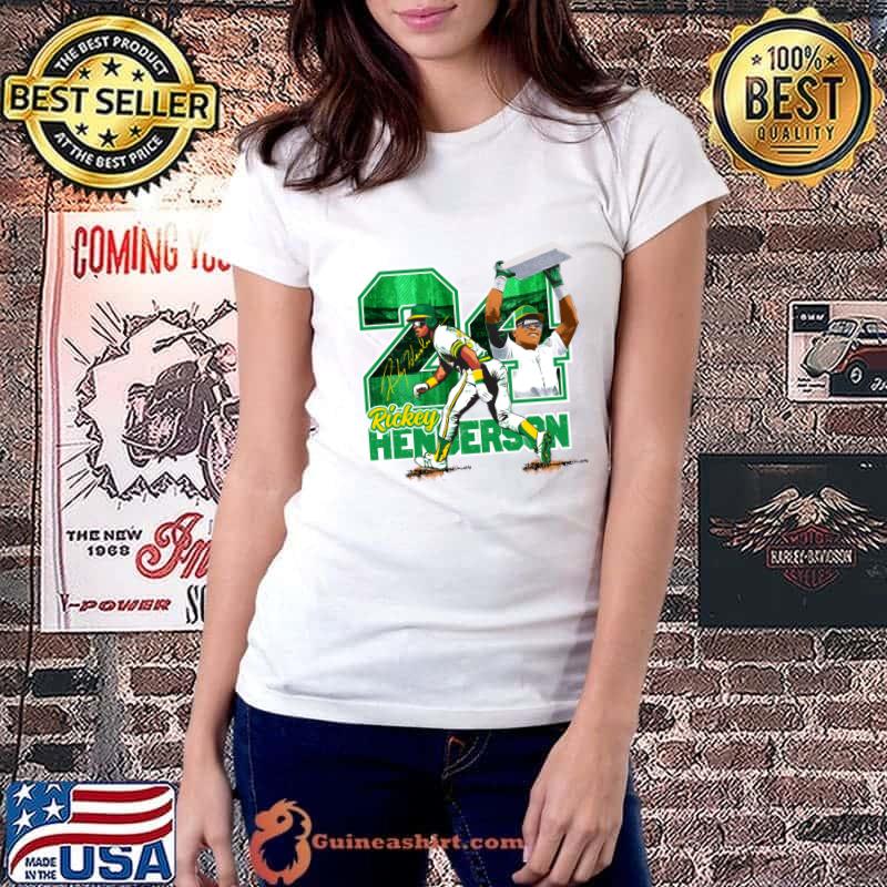 Top #24 Rickey Henderson Henley Henderson Signature Player American  Baseball Sports Lover T-Shirt, hoodie, sweater, long sleeve and tank top