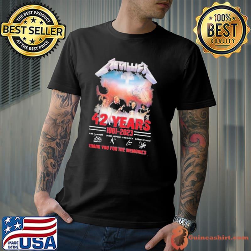 Premium metallica 42 years 1981 2023 thank you for the memories signature shirt