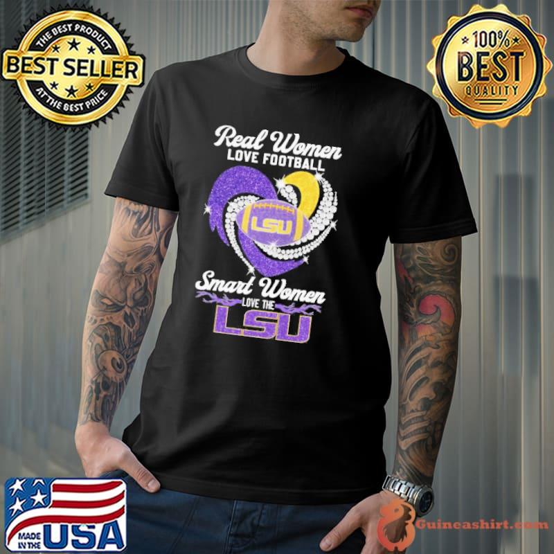 Real Women love football smart Women love the LSU Tigers heart diamond shirt