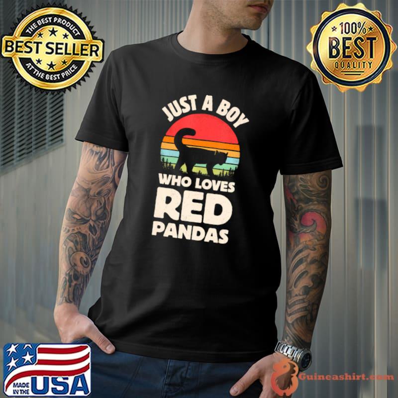Red Panda Just A Boy Who Loves Pandas Sunset Vintage T-Shirt