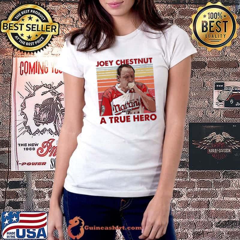 Retro Meme Joey Chestnut Eating A True Hero Vintage Shirt Ladiestee