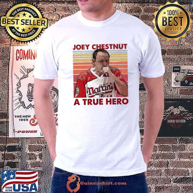 Retro Meme Joey Chestnut Eating A True Hero Vintage Shirt