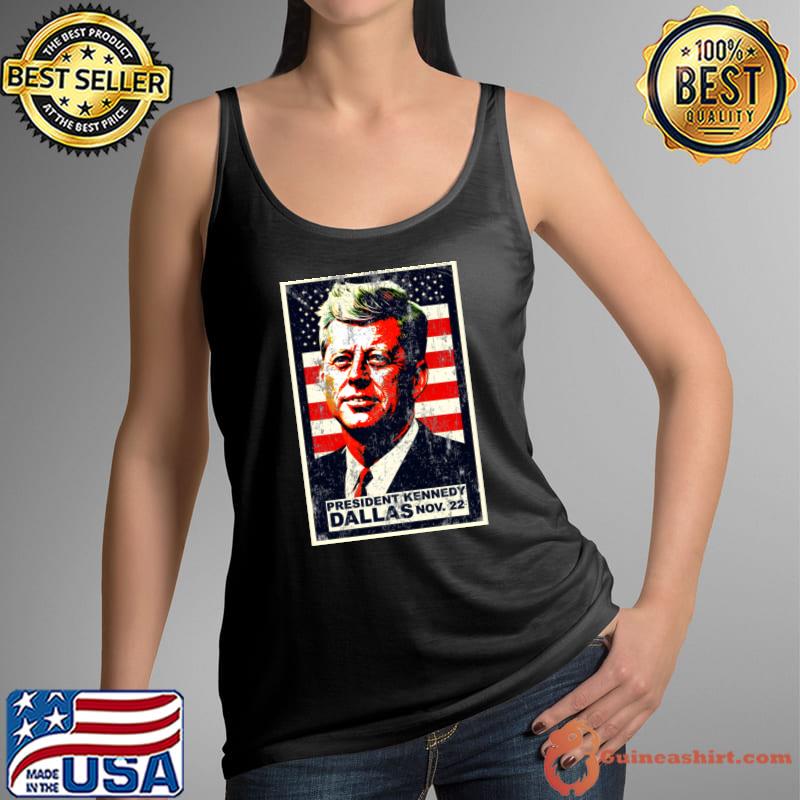 Retro President Kennedy Dallas 1963 American Flag Political T-Shirt Tank Top