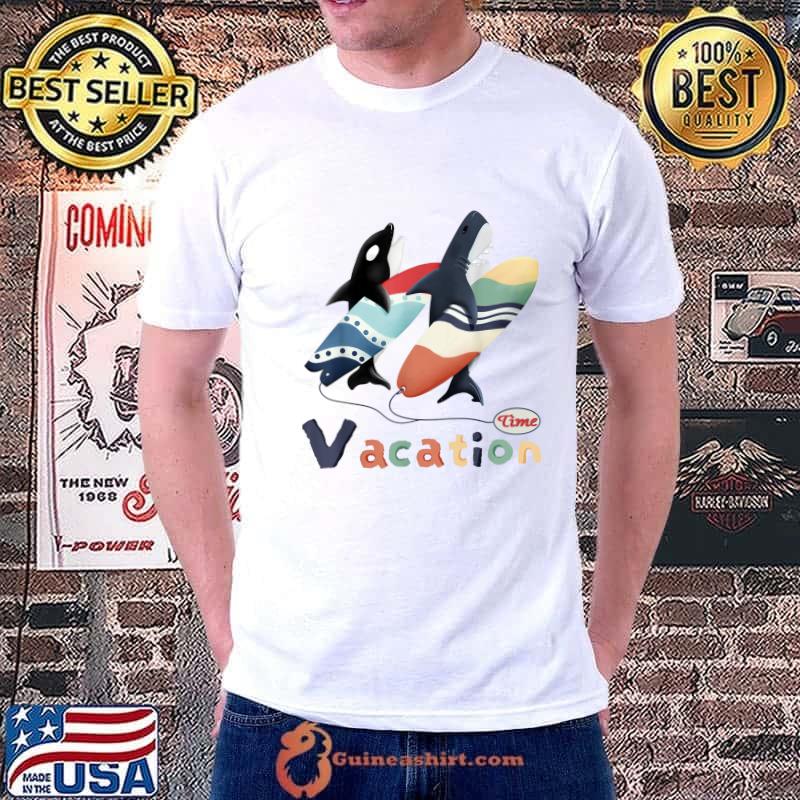 Sharks and Orcas Ready Surfing for Summer Vacation Time T-Shirt