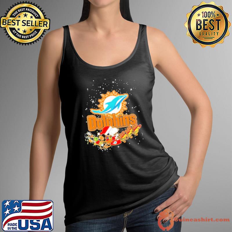 Snoopy and woodstock santa hat xmas miami dolphins logo s Tank Top