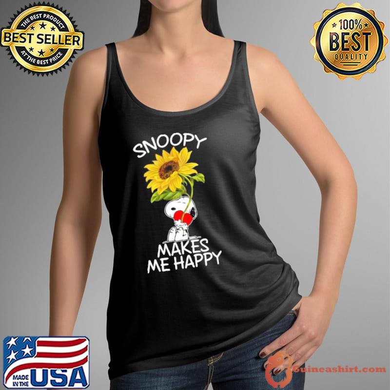 Snoopy makes me happy snoopy holding sunflower s Tank Top
