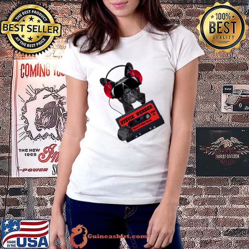 Stevie Wonder rock n roll music dog T-Shirt Ladiestee