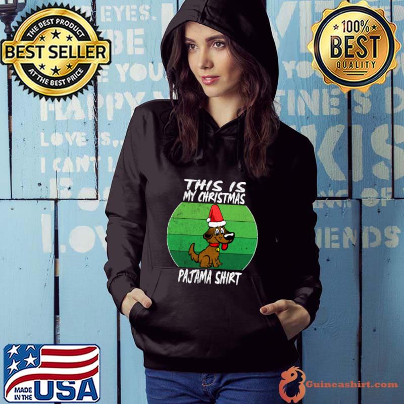 This My Christmas Pajama Dog With Santa Hat Vintage T-Shirt Hoodie