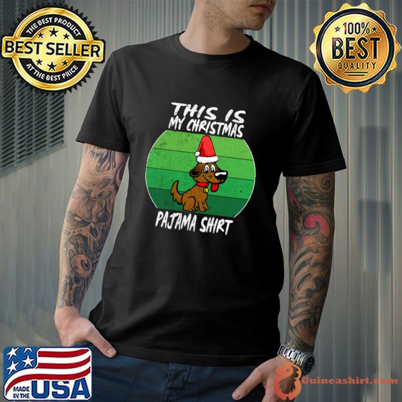 This My Christmas Pajama Dog With Santa Hat Vintage T-Shirt