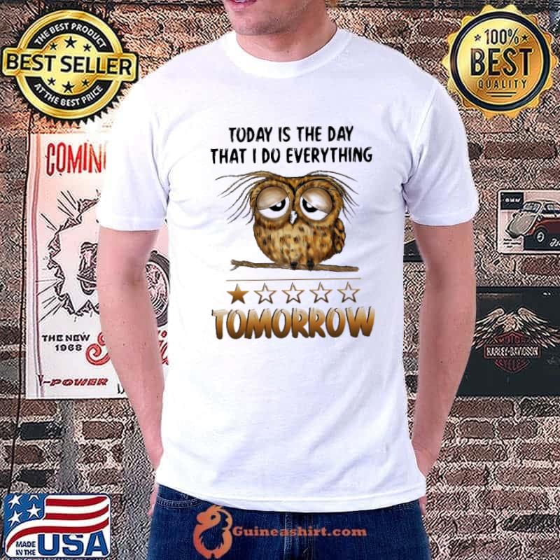 Today Is The Day That I Do Everything Tomorrow Owl shirt