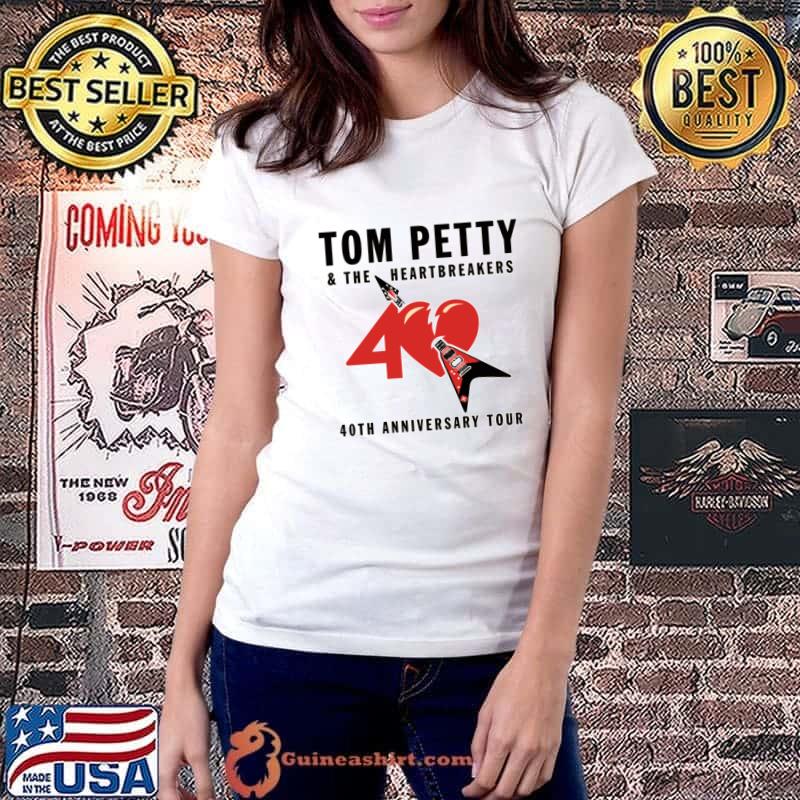 Tom Petty the heartbreakers 40th anniversary tour heart guitar T-Shirt Ladiestee