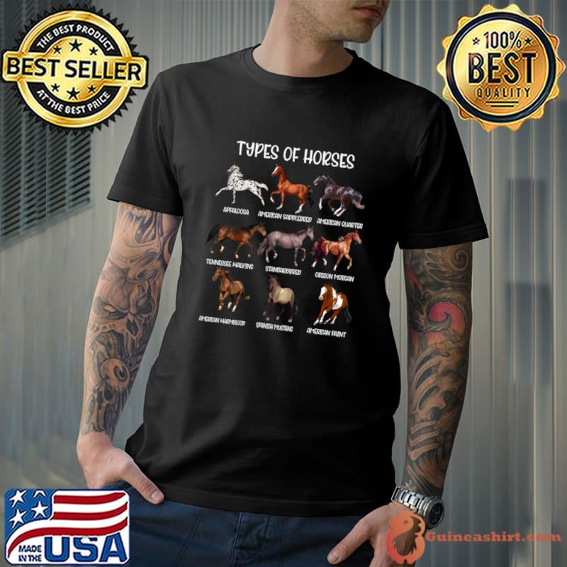 Types Of Horses Horse Breed Horseback Riding T-Shirt Unisex