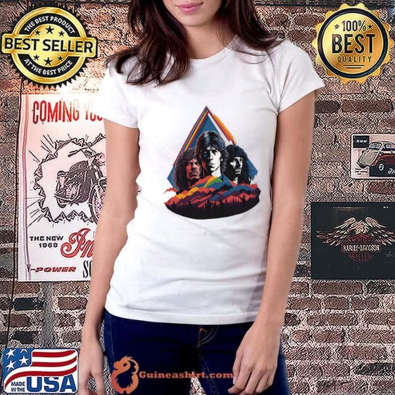 Unleash the Music Pink Floyd Inspired Band Music Rock Mountain Retro T-Shirt Ladiestee