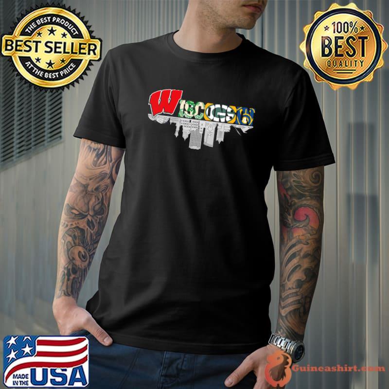 Wisconsin city logo wisconsin and brewers and bucks and packer shirt