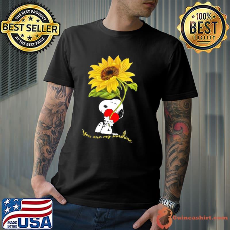 You are my sunshine snoopy hug heart and sunflower shirt