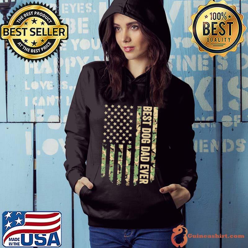 Best Dog Dad Ever American Flag Camo Green Veteran Shirt