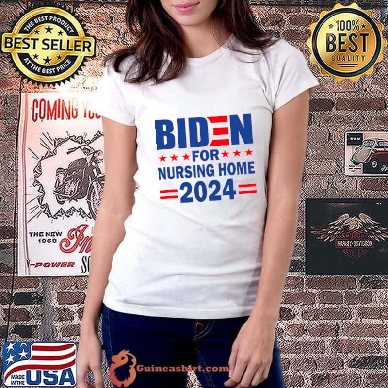 Biden For Nursing Home 2024 Red Star Political T-Shirt Ladiestee