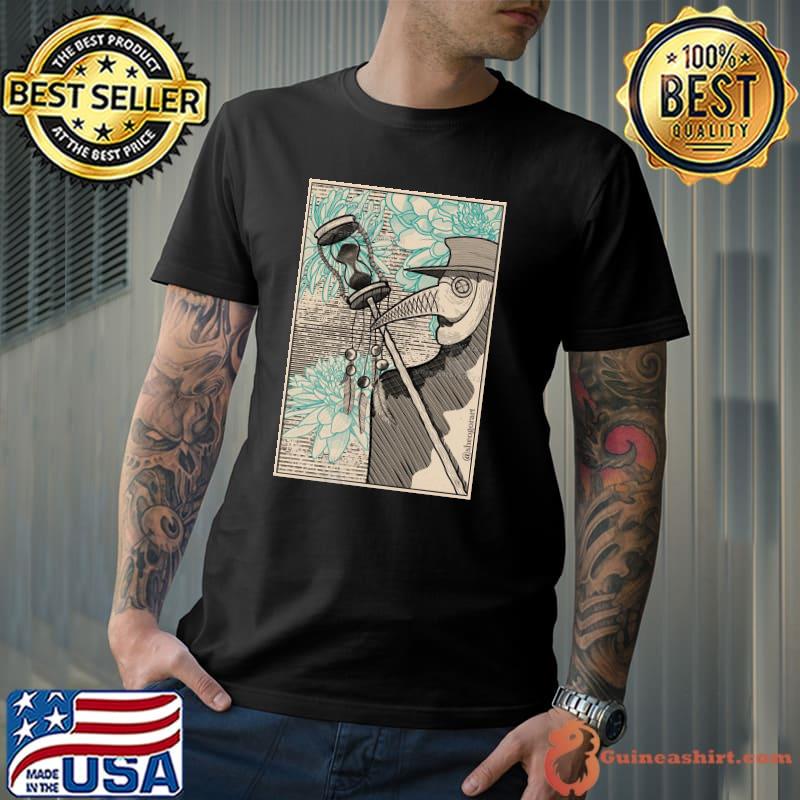 Camus Dark Art Plague Doctor Flowers Sepia Tone Shirt
