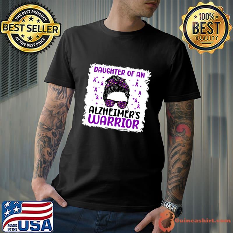 Daughter Of An Alzheimer's Warrior Messy Bun Sunglasses Leopard T-Shirt Unisex